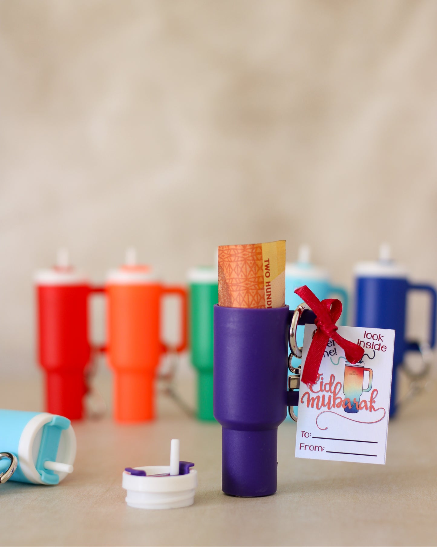 Money Holder Cup Keyrings - pack of 4