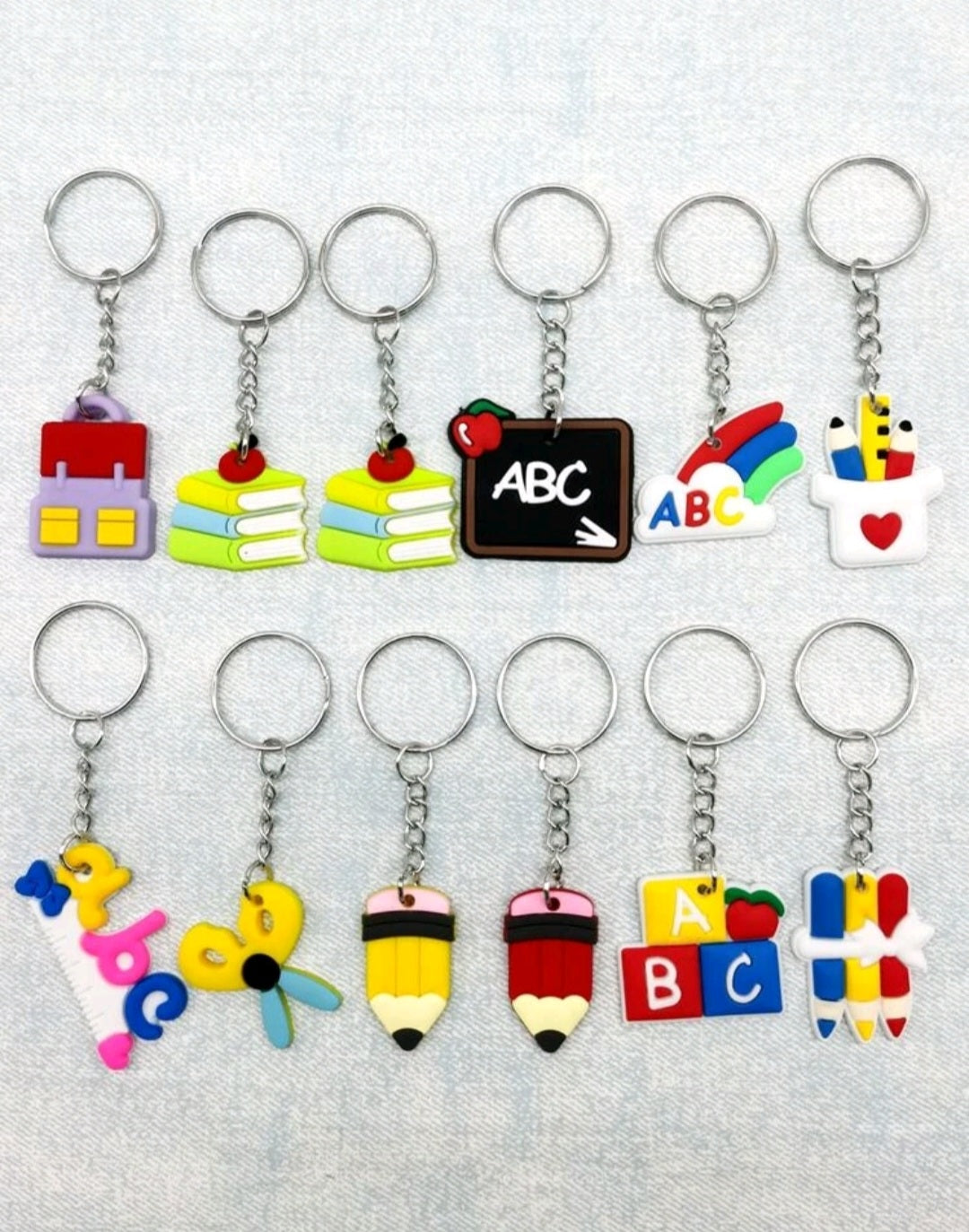 12 piece school keyring set