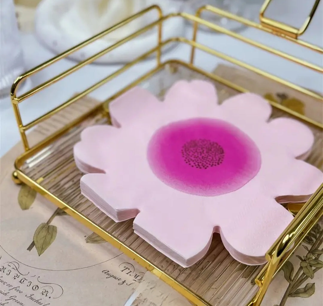 Pink Flower Shaped Serviette