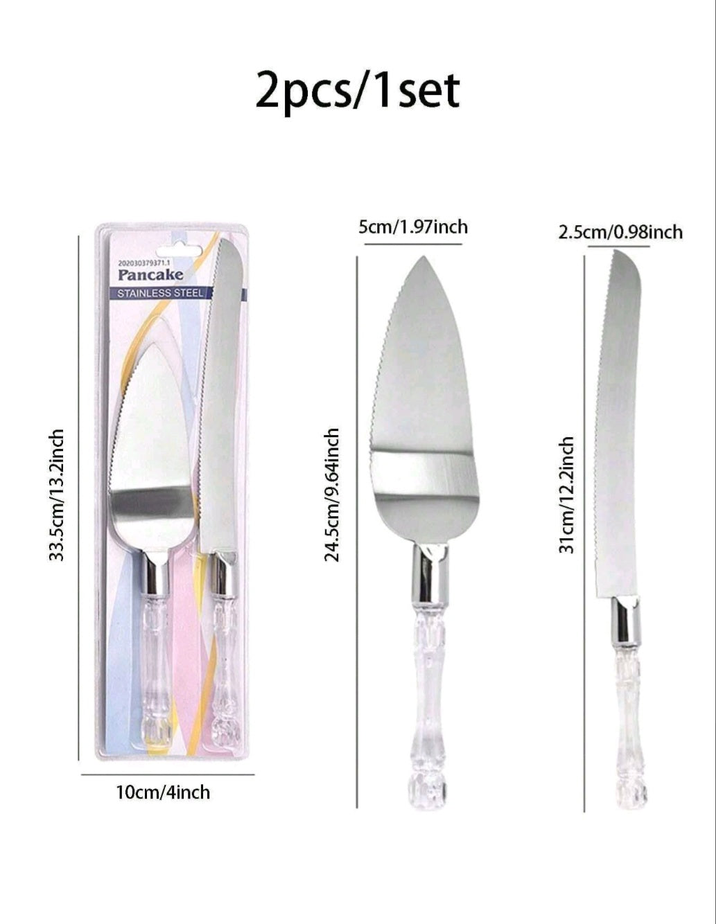 2 pcs crystal cake serving set