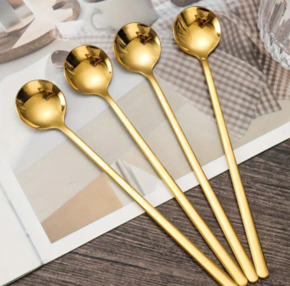 Long gold spoons 4pcs