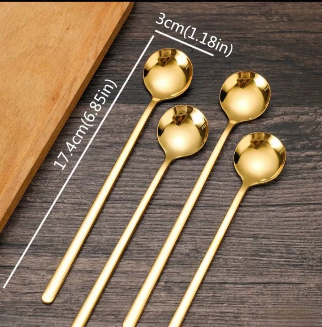 Long gold spoons 4pcs