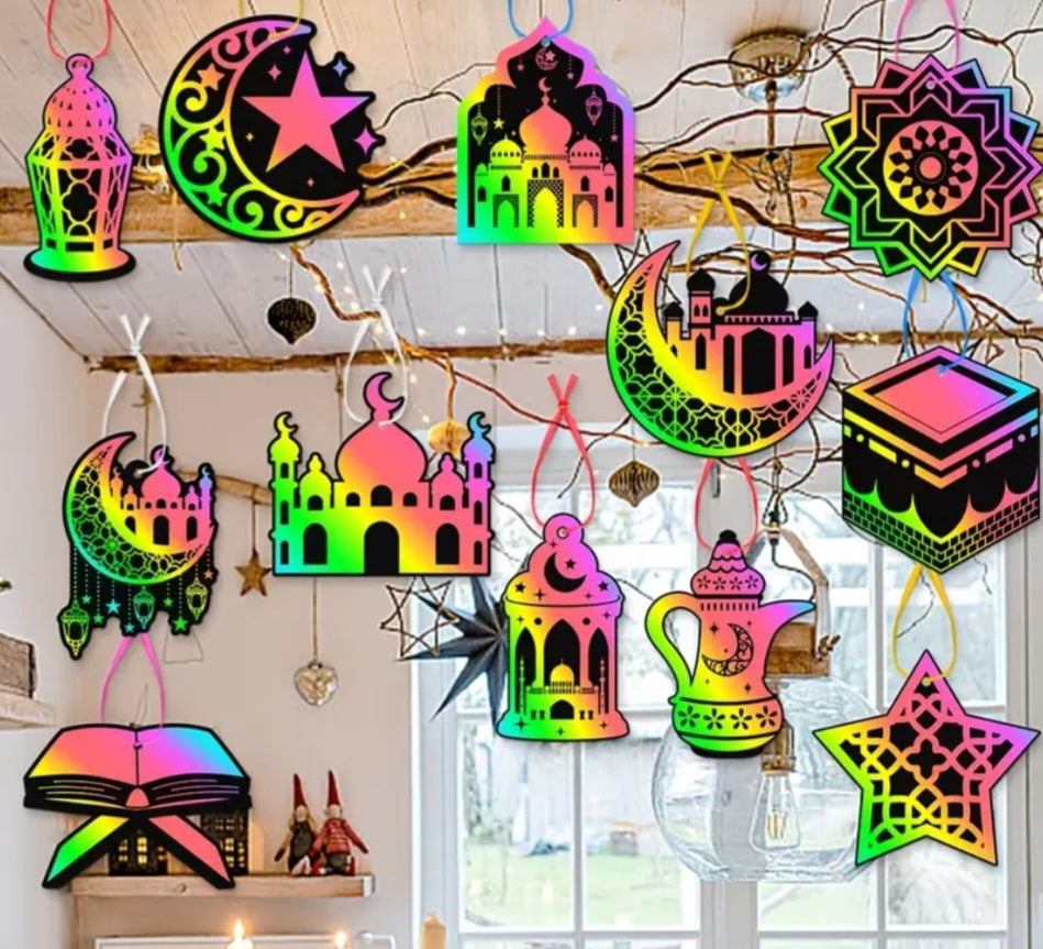 Rainbow scratch ramadaan crafts - pack of 24