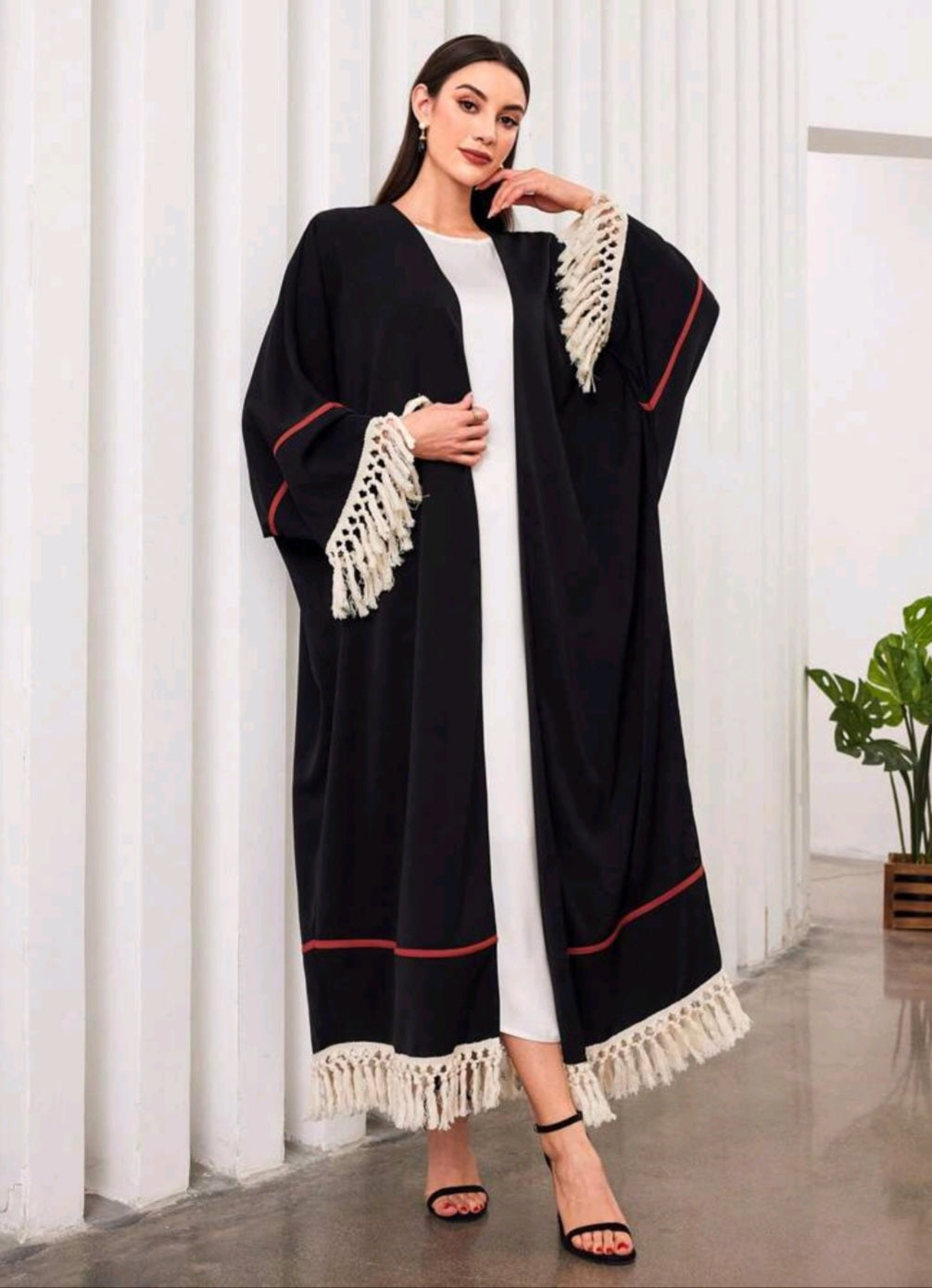 Tassel open front throw