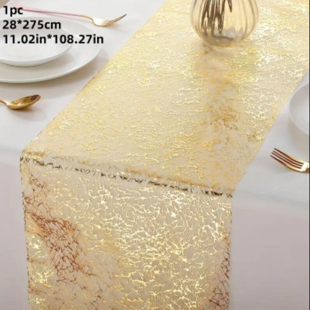 Gold Foil Mesh Table Runner