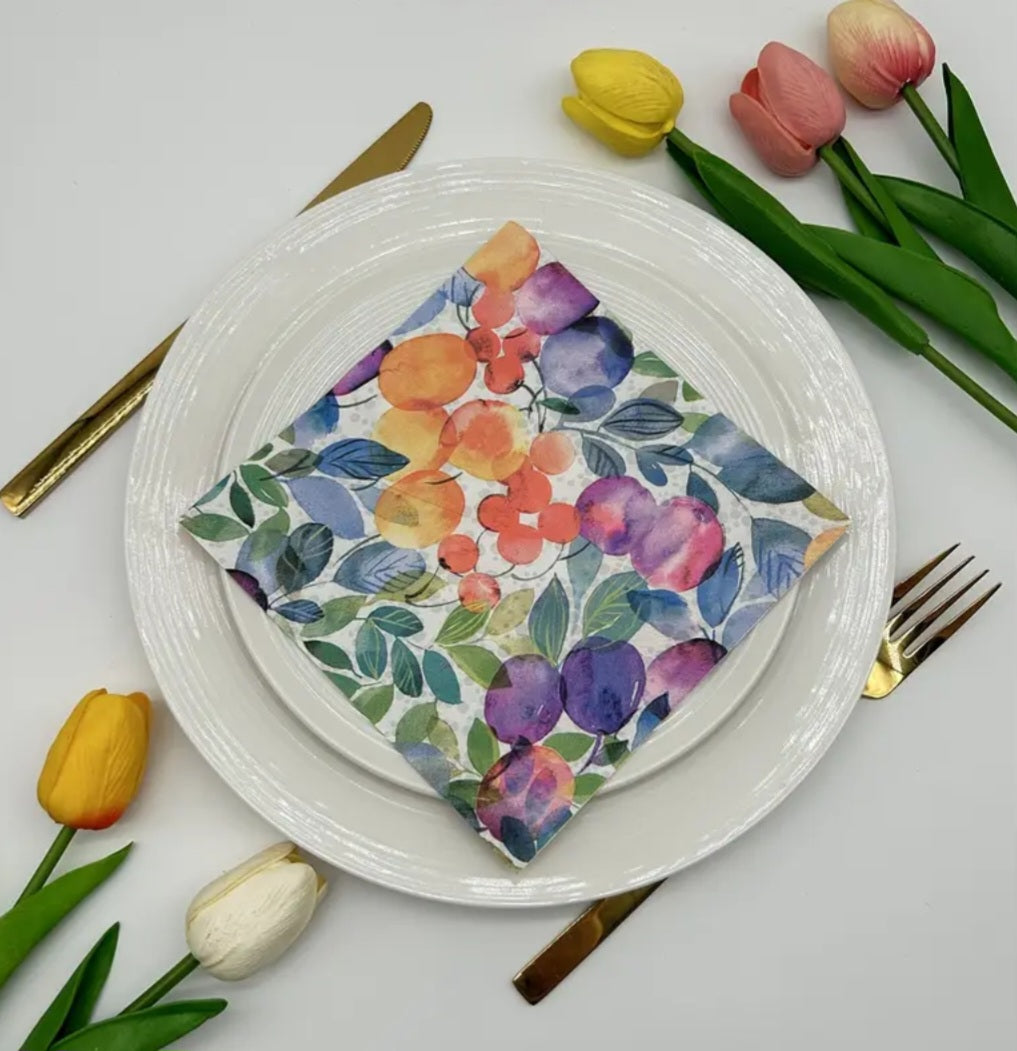 Bright floral serviettes - pack of 20