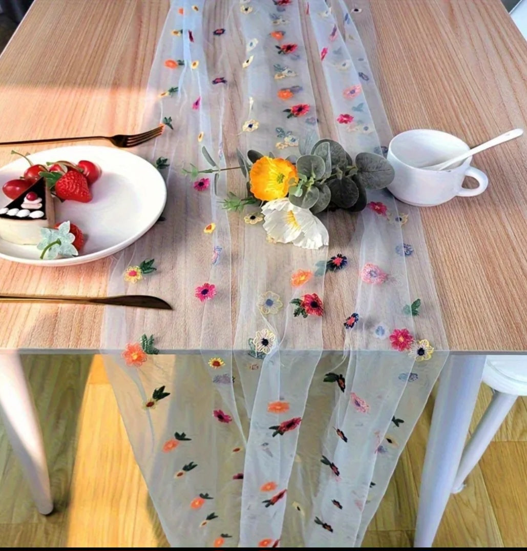 Floral Net Table Runner