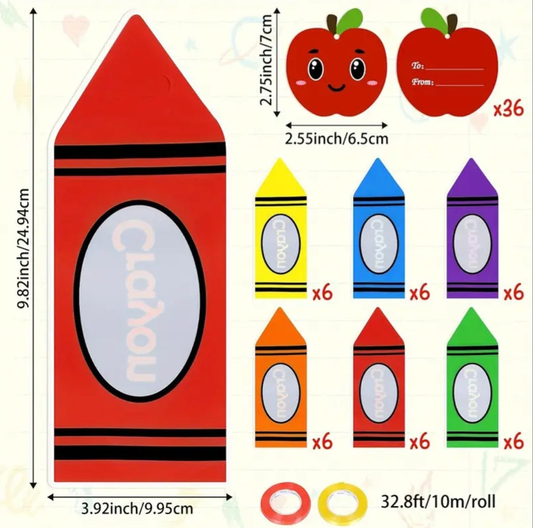 Pack of 36 crayon shaped bags