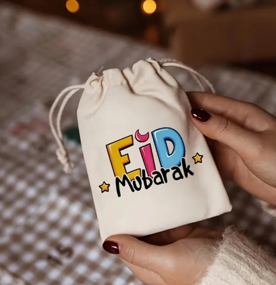 Eid Mubarak Drawstring Pouch - pack of 5