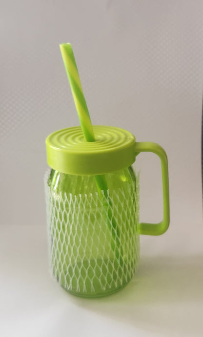 Glass Cup with straw