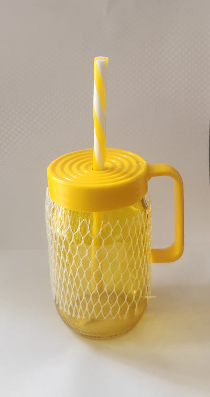 Glass Cup with straw