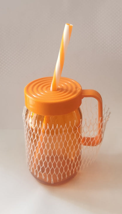 Glass Cup with straw
