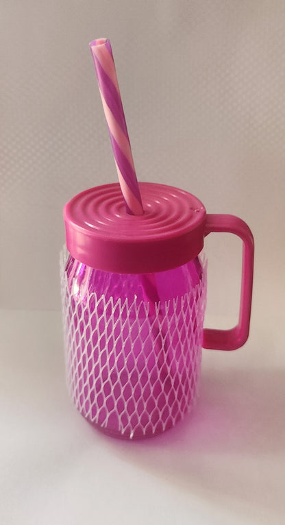 Glass Cup with straw