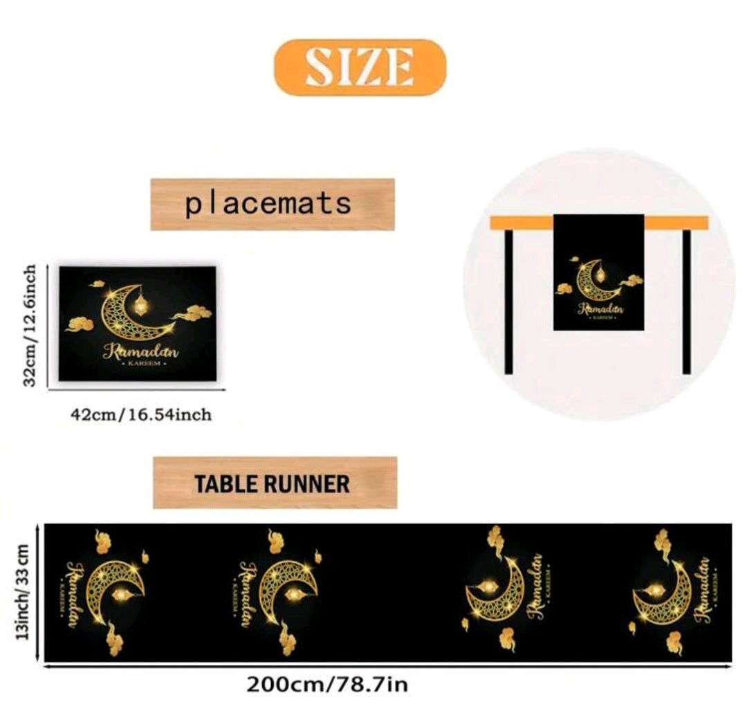 Ramadan Kareem Runner & 4 placemats