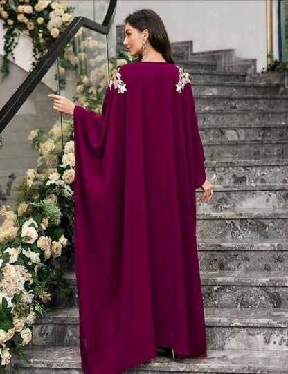 Purple Abaya Throw with sleeveless inner dress