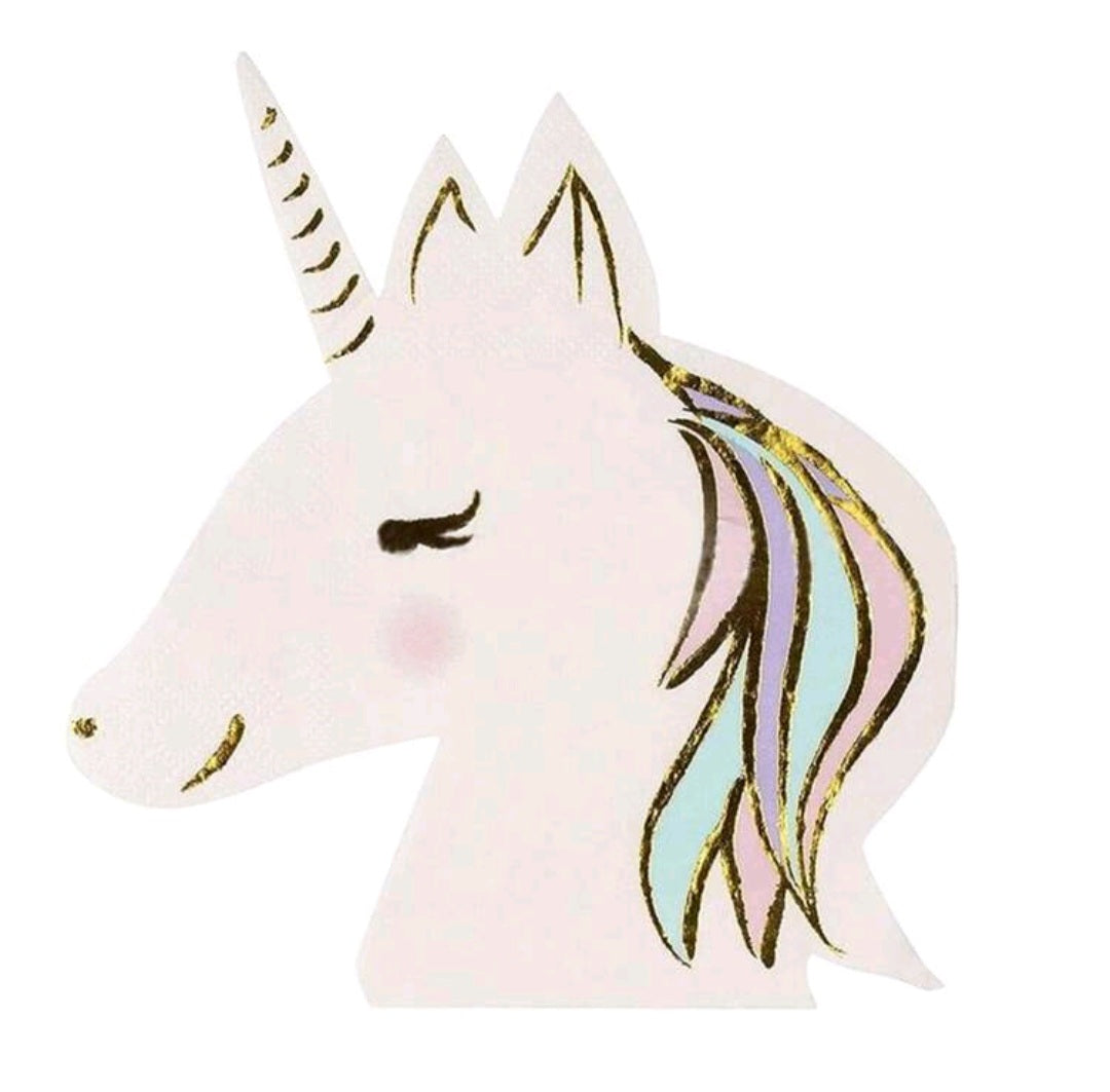 Unicorn Shaped Serviettes - Pack of 16