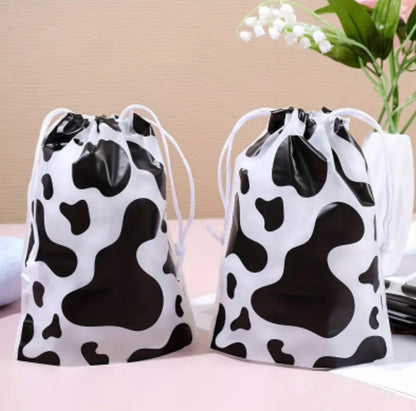 Cow print drawstring bag