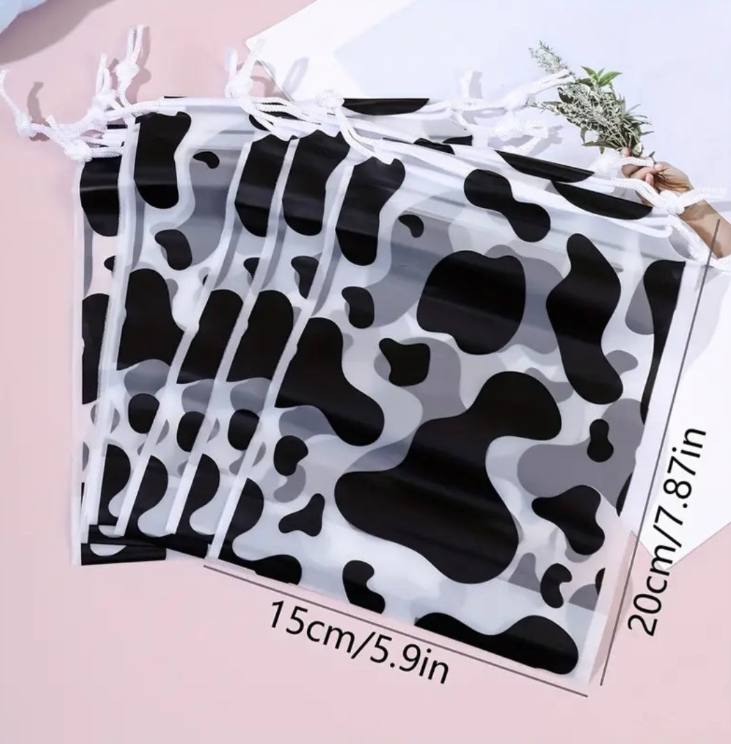 Cow print drawstring bag