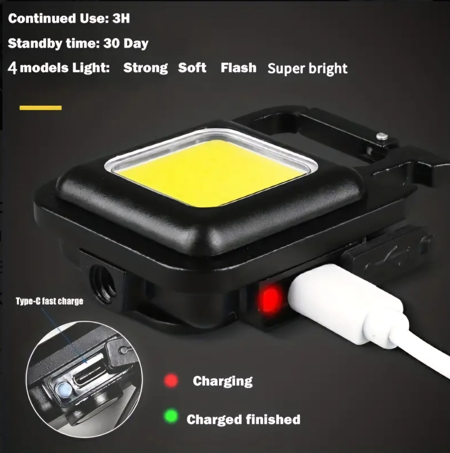 USB charging light keychain