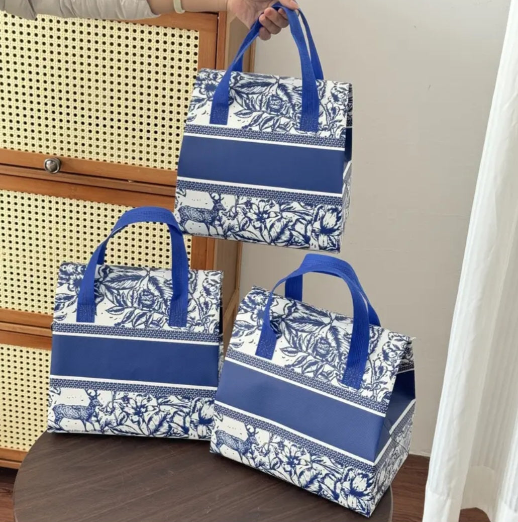 Blue Printed Disposable Cooler Bag