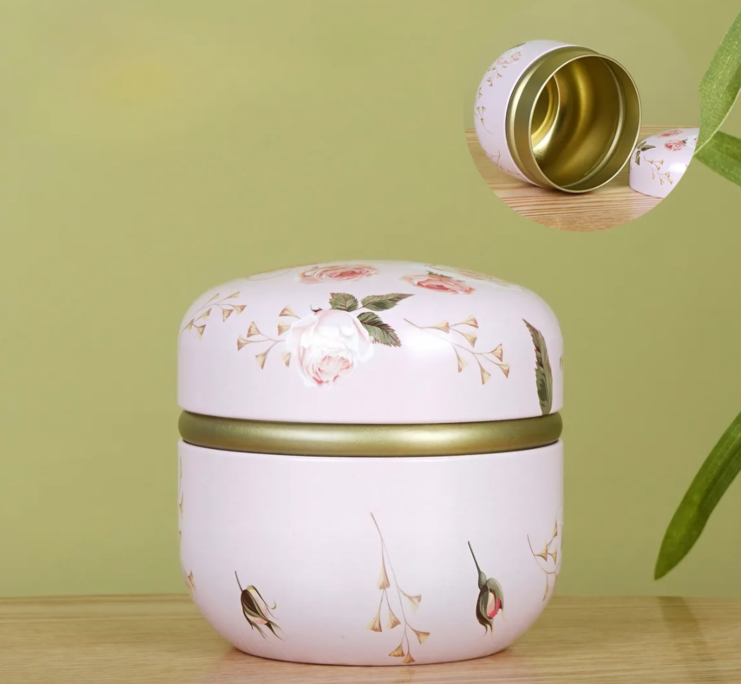 Pink Floral Tea Canister