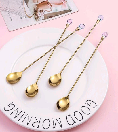 4 piece diamante spoon set