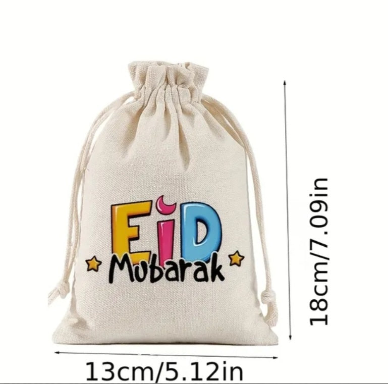 Eid Mubarak Drawstring Pouch - pack of 5