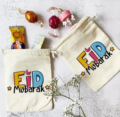 Eid Mubarak Drawstring Pouch - pack of 5