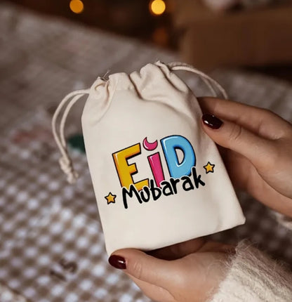Eid Mubarak Drawstring Pouch - pack of 5