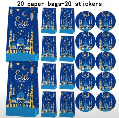 20 Eid Paper Bags + 20 stickers