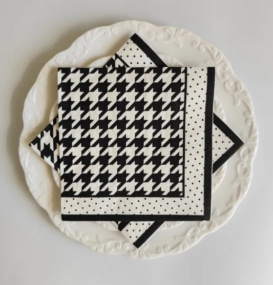 Houndstooth Serviettes - Cocktail size
